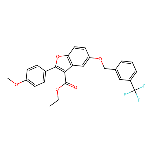 ethyl 2-(4-methoxyphenyl)-5-((3-(trifluoromethyl)benzyl)oxy)benzofuran-3-carboxylate structure