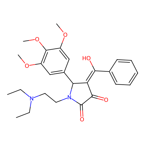 (4E)-1-(2-diethylaminoethyl)-4-[hydroxy(phenyl)methylidene]-5-(3,4,5-trimethoxyphenyl)pyrrolidine-2,3-dione structure