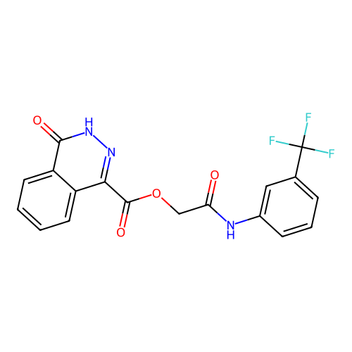 [2-oxo-2-[3-(trifluoromethyl)anilino]ethyl] 4-oxo-3H-phthalazine-1-carboxylate structure