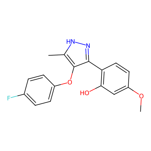 2-[4-(4-fluorophenoxy)-5-methyl-1H-pyrazol-3-yl]-5-methoxyphenol structure