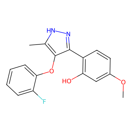 2-[4-(2-fluorophenoxy)-5-methyl-1H-pyrazol-3-yl]-5-methoxyphenol structure