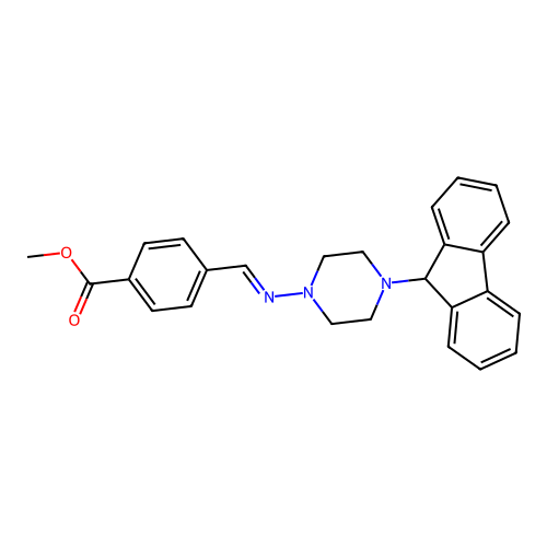 methyl 4-[(E)-{[4-(9H-fluoren-9-yl)piperazin-1-yl]imino}methyl]benzoate structure