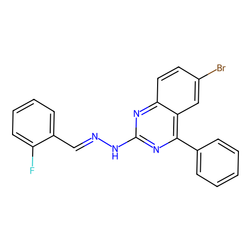 (E)-6-bromo-2-(2-(2-fluorobenzylidene)hydrazinyl)-4-phenylquinazoline structure
