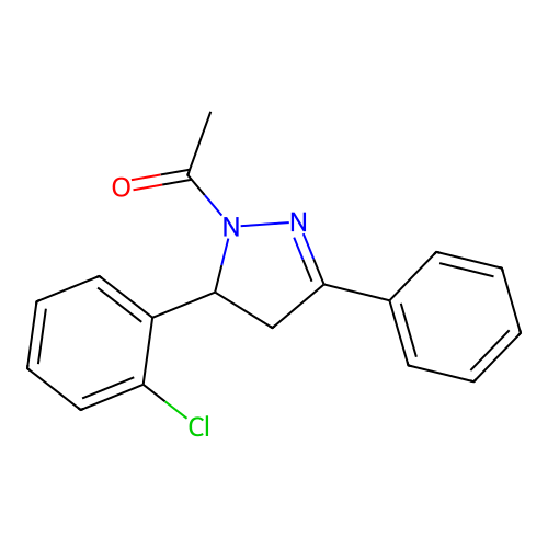 1-Acetyl-5-(2-chlorophenyl)-3-phenyl-2-pyrazoline structure