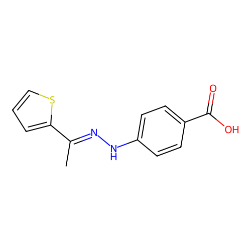4-{(2E)-2-[1-(2-Thienyl)ethylidene]hydrazino}benzoic acid structure