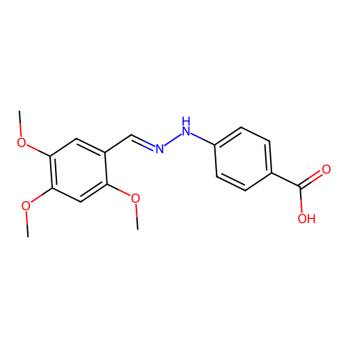 4-[(2E)-2-(2,4,5-trimethoxybenzylidene)hydrazinyl]benzoic acid structure