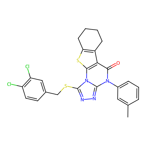 1-((3,4-dichlorobenzyl)thio)-4-(m-tolyl)-6,7,8,9-tetrahydrobenzo[4,5]thieno[3,2-e][1,2,4]triazolo[4,3-a]pyrimidin-5(4H)-one structure