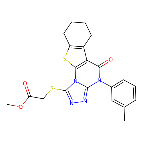 methyl {[4-(3-methylphenyl)-5-oxo-4,5,6,7,8,9-hexahydro[1]benzothieno[3,2-e][1,2,4]triazolo[4,3-a]pyrimidin-1-yl]sulfanyl}acetate structure