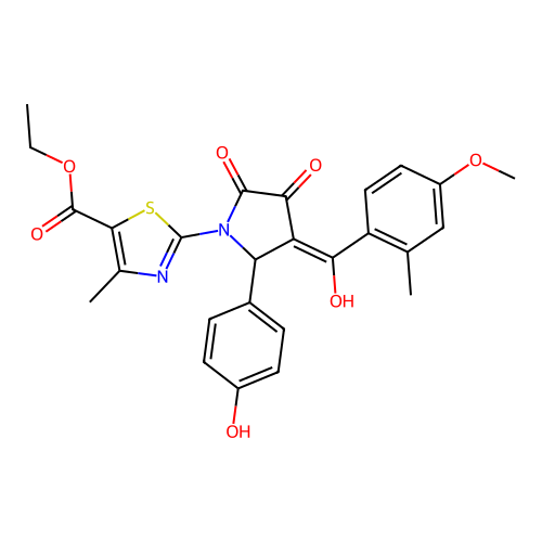 ethyl 2-(3-hydroxy-5-(4-hydroxyphenyl)-4-(4-methoxy-2-methylbenzoyl)-2-oxo-2,5-dihydro-1H-pyrrol-1-yl)-4-methylthiazole-5-carboxylate structure