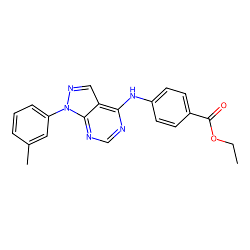 ethyl 4-((1-(m-tolyl)-1H-pyrazolo[3,4-d]pyrimidin-4-yl)amino)benzoate structure