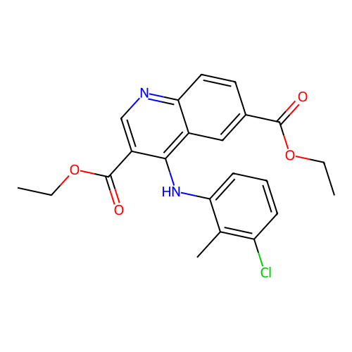 Diethyl 4-((3-chloro-2-methylphenyl)amino)quinoline-3,6-dicarboxylate structure
