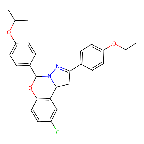 9-chloro-2-(4-ethoxyphenyl)-5-[4-(propan-2-yloxy)phenyl]-1,10b-dihydropyrazolo[1,5-c][1,3]benzoxazine structure