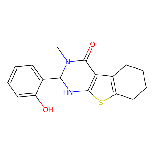 2-(2-hydroxyphenyl)-3-methyl-1,2,5,6,7,8-hexahydro-[1]benzothiolo[2,3-d]pyrimidin-4-one structure