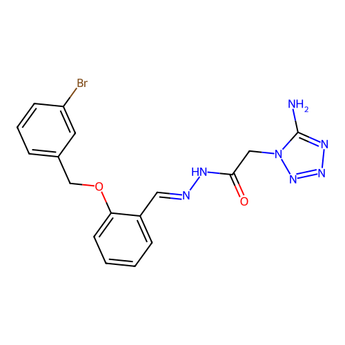 (E)-2-(5-amino-1H-tetrazol-1-yl)-N'-(2-((3-bromobenzyl)oxy)benzylidene)acetohydrazide structure