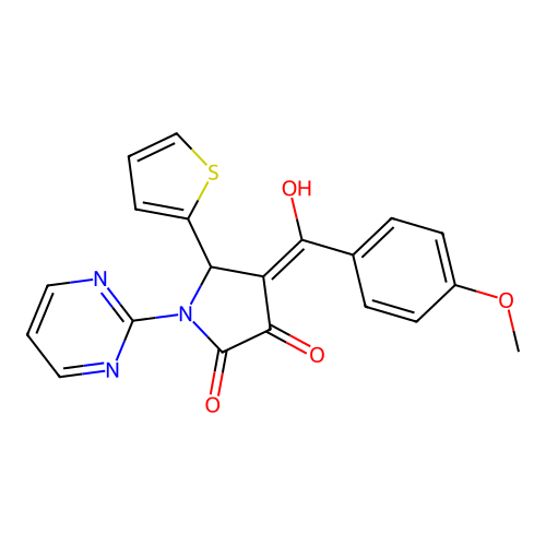 3-hydroxy-4-[(4-methoxyphenyl)carbonyl]-1-pyrimidin-2-yl-5-(2-thienyl)-3-pyrro lin-2-one structure