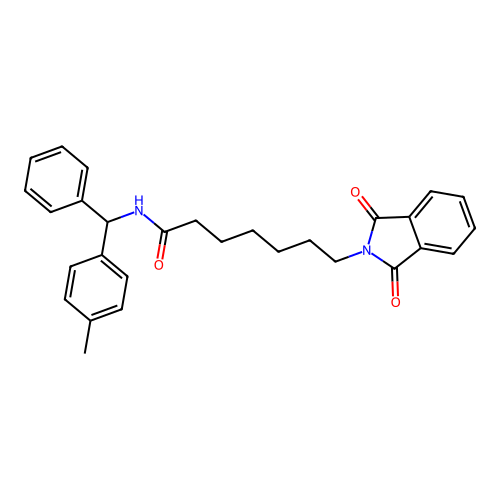 7-(1,3-dioxoisoindolin-2-yl)-N-(phenyl(p-tolyl)methyl)heptanamide structure