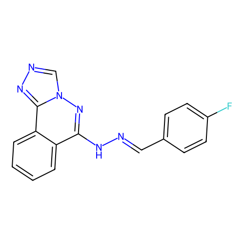 (E)-6-(2-(4-fluorobenzylidene)hydrazinyl)-[1,2,4]triazolo[3,4-a]phthalazine structure