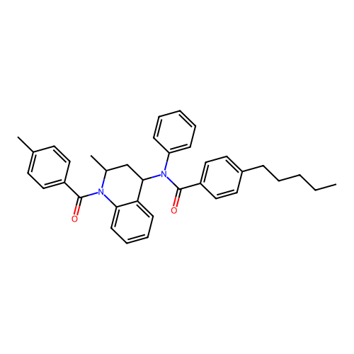 N-[2-methyl-1-(4-methylbenzoyl)-3,4-dihydro-2H-quinolin-4-yl]-4-pentyl-N-phenyl-benzamide structure