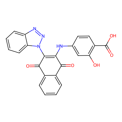 4-[(3-benzotriazol-1-yl-1,4-dioxo-naphthalen-2-yl)amino]-2-hydroxy-benzoic Acid structure