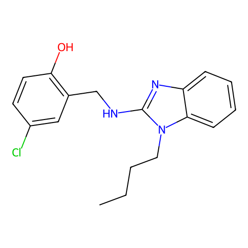 2-{[(1-butyl-1H-benzimidazol-2-yl)amino]methyl}-4-chlorophenol structure