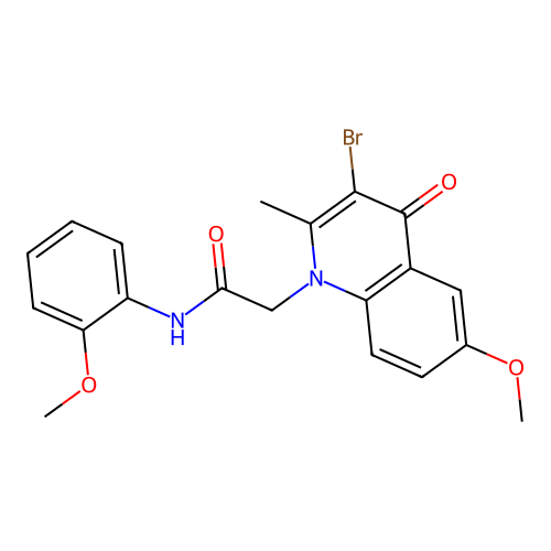 2-(3-bromo-6-methoxy-2-methyl-4-oxoquinolin-1(4H)-yl)-N-(2-methoxyphenyl)acetamide structure