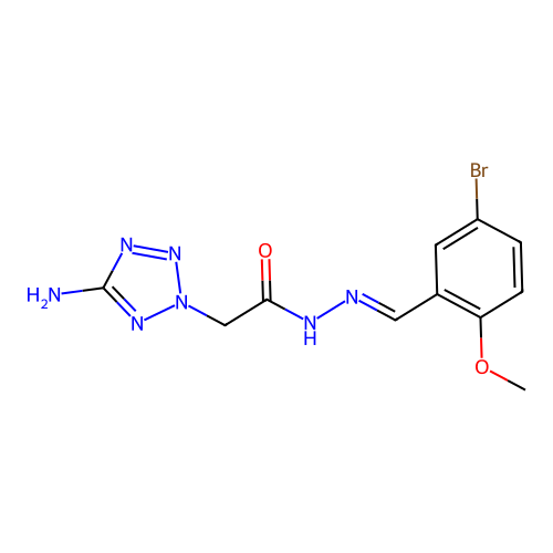 (E)-2-(5-amino-2H-tetrazol-2-yl)-N'-(5-bromo-2-methoxybenzylidene)acetohydrazide structure