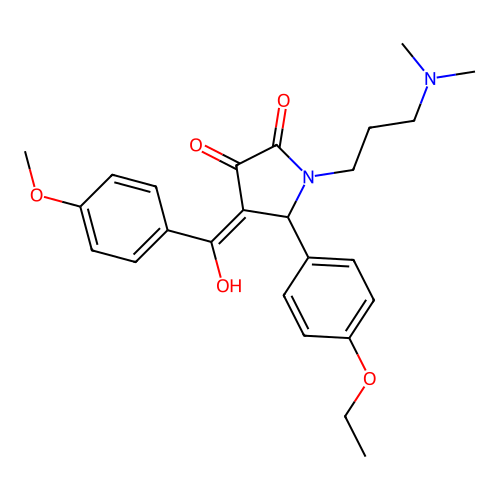 (4E)-1-[3-(dimethylamino)propyl]-5-(4-ethoxyphenyl)-4-[hydroxy(4-methoxyphenyl)methylidene]pyrrolidine-2,3-dione structure