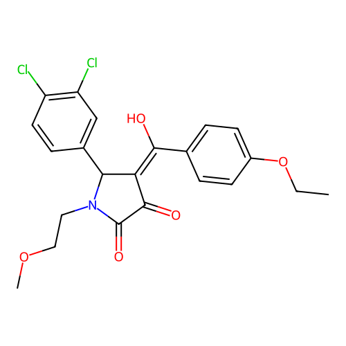 (4E)-5-(3,4-dichlorophenyl)-4-[(4-ethoxyphenyl)(hydroxy)methylidene]-1-(2-methoxyethyl)pyrrolidine-2,3-dione structure