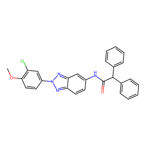 N-[2-(3-chloro-4-methoxyphenyl)-2H-benzotriazol-5-yl]-2,2-diphenylacetamide structure