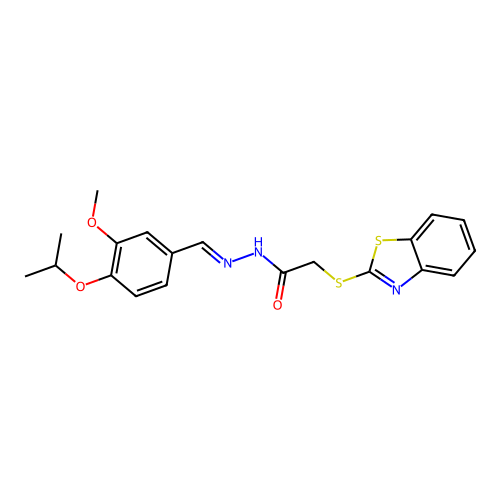 (E)-2-(benzo[d]thiazol-2-ylthio)-N'-(4-isopropoxy-3-methoxybenzylidene)acetohydrazide structure