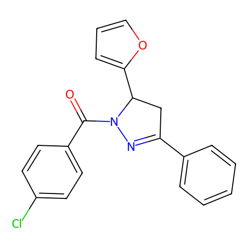 (4-chlorophenyl)(5-(furan-2-yl)-3-phenyl-4,5-dihydro-1H-pyrazol-1-yl)methanone structure
