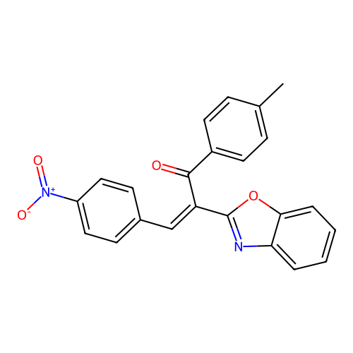 (2Z)-2-benzoxazol-2-yl-1-(4-methylphenyl)-3-(4-nitrophenyl)prop-2-en-1-one structure