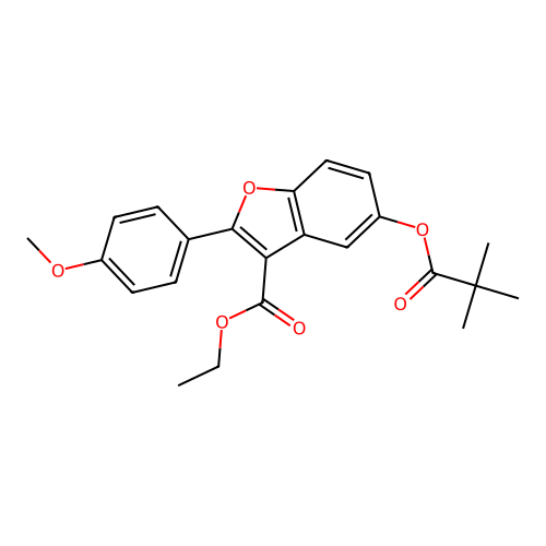 ethyl 2-(4-methoxyphenyl)-5-(pivaloyloxy)benzofuran-3-carboxylate structure