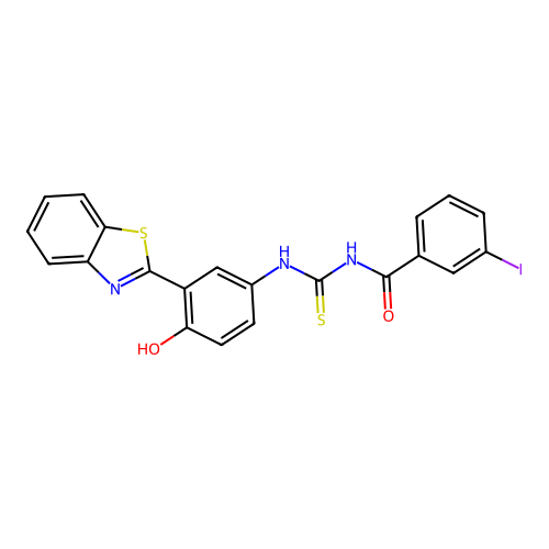 N-{[3-(1,3-benzothiazol-2-yl)-4-hydroxyphenyl]carbamothioyl}-3-iodobenzamide structure