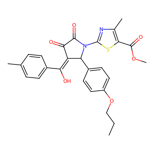 methyl 2-(3-hydroxy-4-(4-methylbenzoyl)-2-oxo-5-(4-propoxyphenyl)-2,5-dihydro-1H-pyrrol-1-yl)-4-methylthiazole-5-carboxylate structure