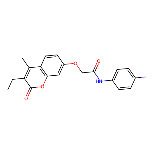 2-((3-ethyl-4-methyl-2-oxo-2H-chromen-7-yl)oxy)-N-(4-iodophenyl)acetamide structure