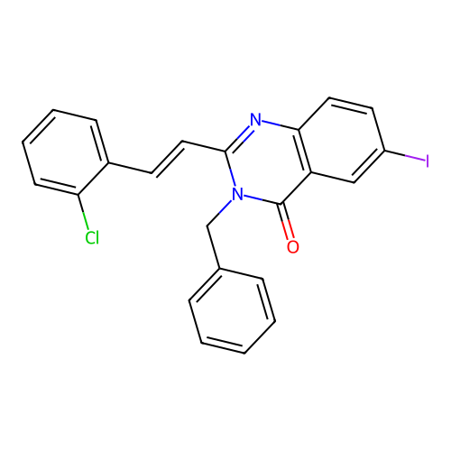 3-benzyl-2-[(E)-2-(2-chlorophenyl)ethenyl]-6-iodoquinazolin-4-one structure
