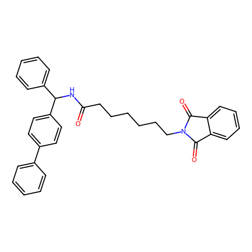 7-(1,3-dioxoisoindol-2-yl)-N-[phenyl-(4-phenylphenyl)methyl]heptanamide structure