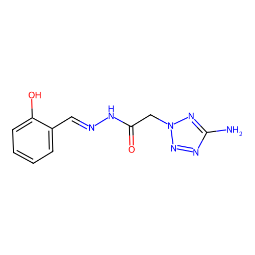 2-(5-amino-2H-tetrazol-2-yl)-N'-(2-hydroxybenzylidene)acetohydrazide structure