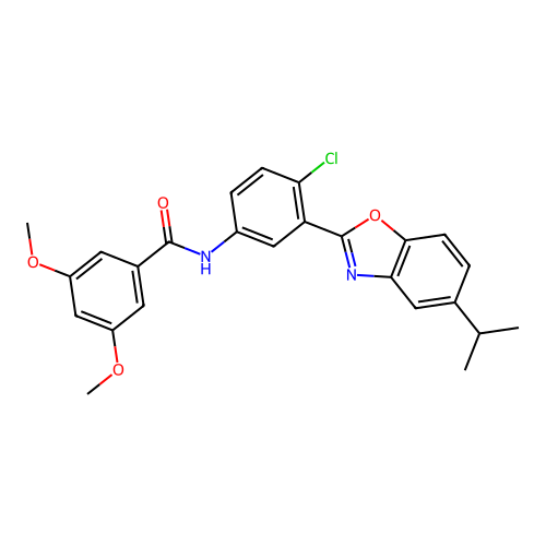 N-(4-chloro-3-(5-isopropylbenzo[d]oxazol-2-yl)phenyl)-3,5-dimethoxybenzamide structure