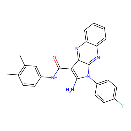 2-amino-N-(3,4-dimethylphenyl)-1-(4-fluorophenyl)-1H-pyrrolo[2,3-b]quinoxaline-3-carboxamide structure