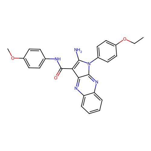 2-amino-1-(4-ethoxyphenyl)-N-(4-methoxyphenyl)-1H-pyrrolo[2,3-b]quinoxaline-3-carboxamide structure