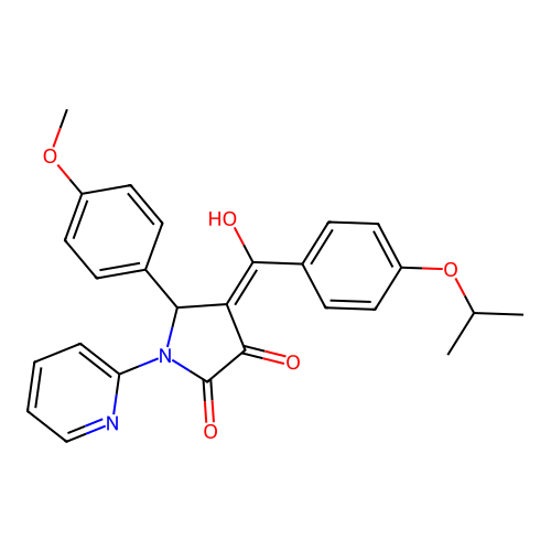 (4E)-4-[hydroxy-(4-propan-2-yloxyphenyl)methylidene]-5-(4-methoxyphenyl)-1-pyridin-2-ylpyrrolidine-2,3-dione structure