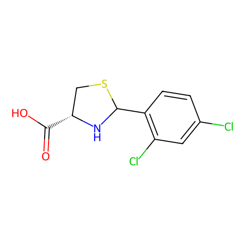 (4R)-2-(2,4-dichlorophenyl)-1,3-thiazolidine-4-carboxylic acid structure