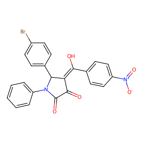 (4E)-5-(4-bromophenyl)-4-[hydroxy(4-nitrophenyl)methylidene]-1-phenylpyrrolidine-2,3-dione structure