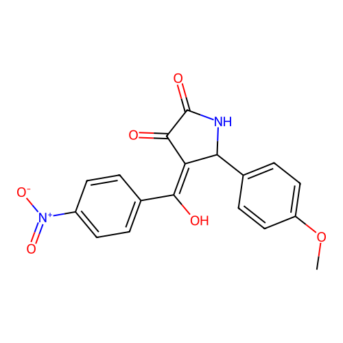 (4E)-4-[hydroxy-(4-nitrophenyl)methylidene]-5-(4-methoxyphenyl)pyrrolidine-2,3-dione structure