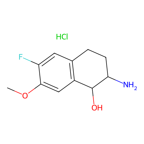 2-Amino-6-fluoro-7-methoxy-1,2,3,4-tetrahydronaphthalen-1-ol;hydrochloride structure