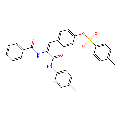 (E)-4-(2-benzamido-3-oxo-3-(p-tolylamino)prop-1-en-1-yl)phenyl 4-methylbenzenesulfonate structure
