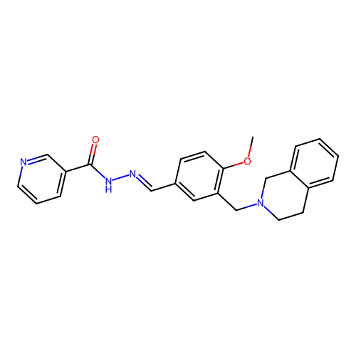 (E)-N'-(3-((3,4-dihydroisoquinolin-2(1H)-yl)methyl)-4-methoxybenzylidene)nicotinohydrazide structure