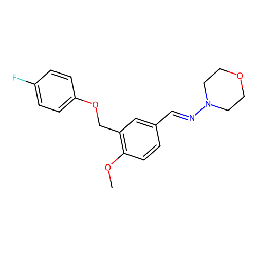 N-{3-[(4-fluorophenoxy)methyl]-4-methoxybenzylidene}-4-morpholinamine structure